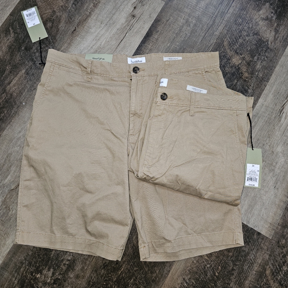 2 Pairs Target Men's Khaki Flat Front Casual Shorts